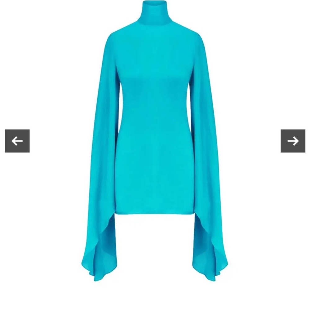 Rat & Boa Turquoise Mini Dress with Dramatic Draped Sleeves
